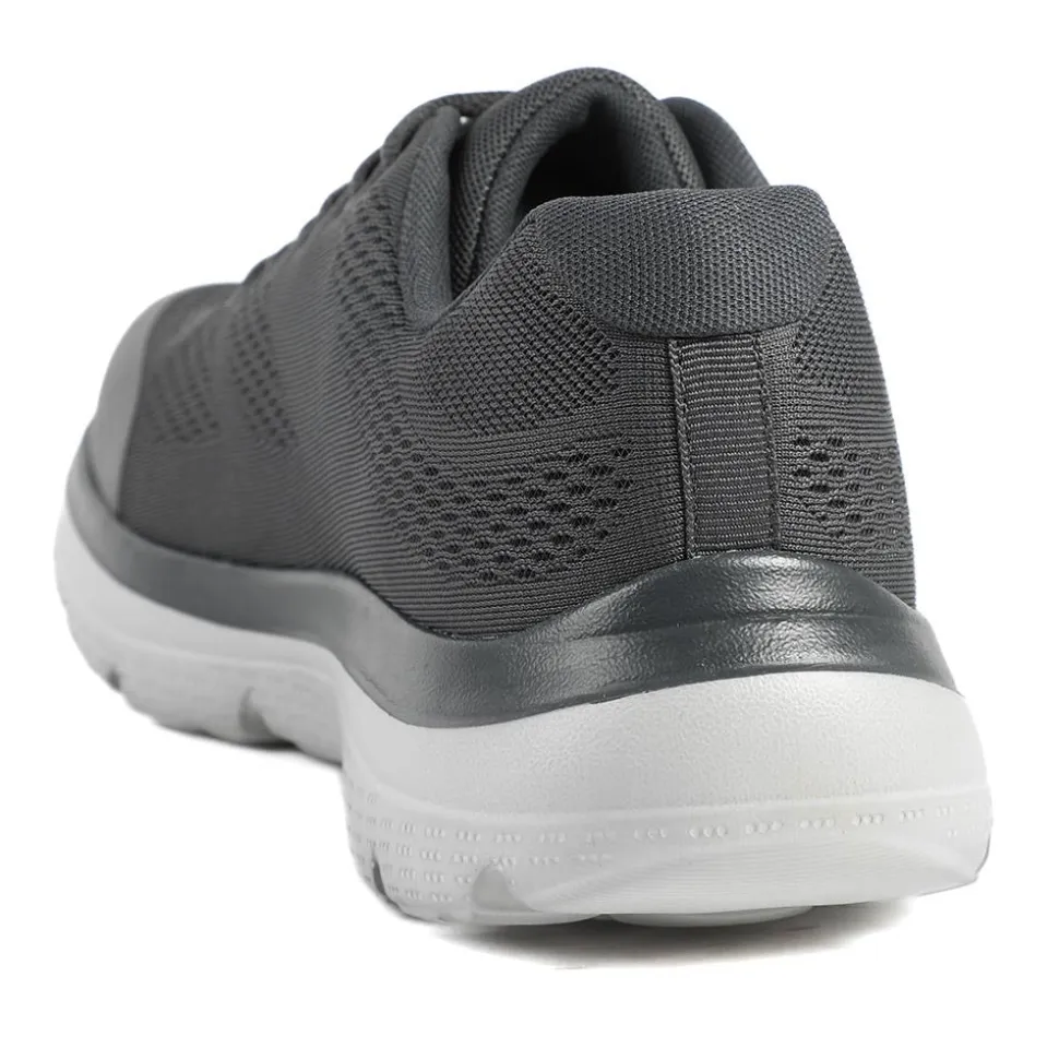Wide Fit Memory Foam Lace Up Trainers - Charcoal