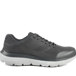 Wide Fit Memory Foam Lace Up Trainers - Charcoal