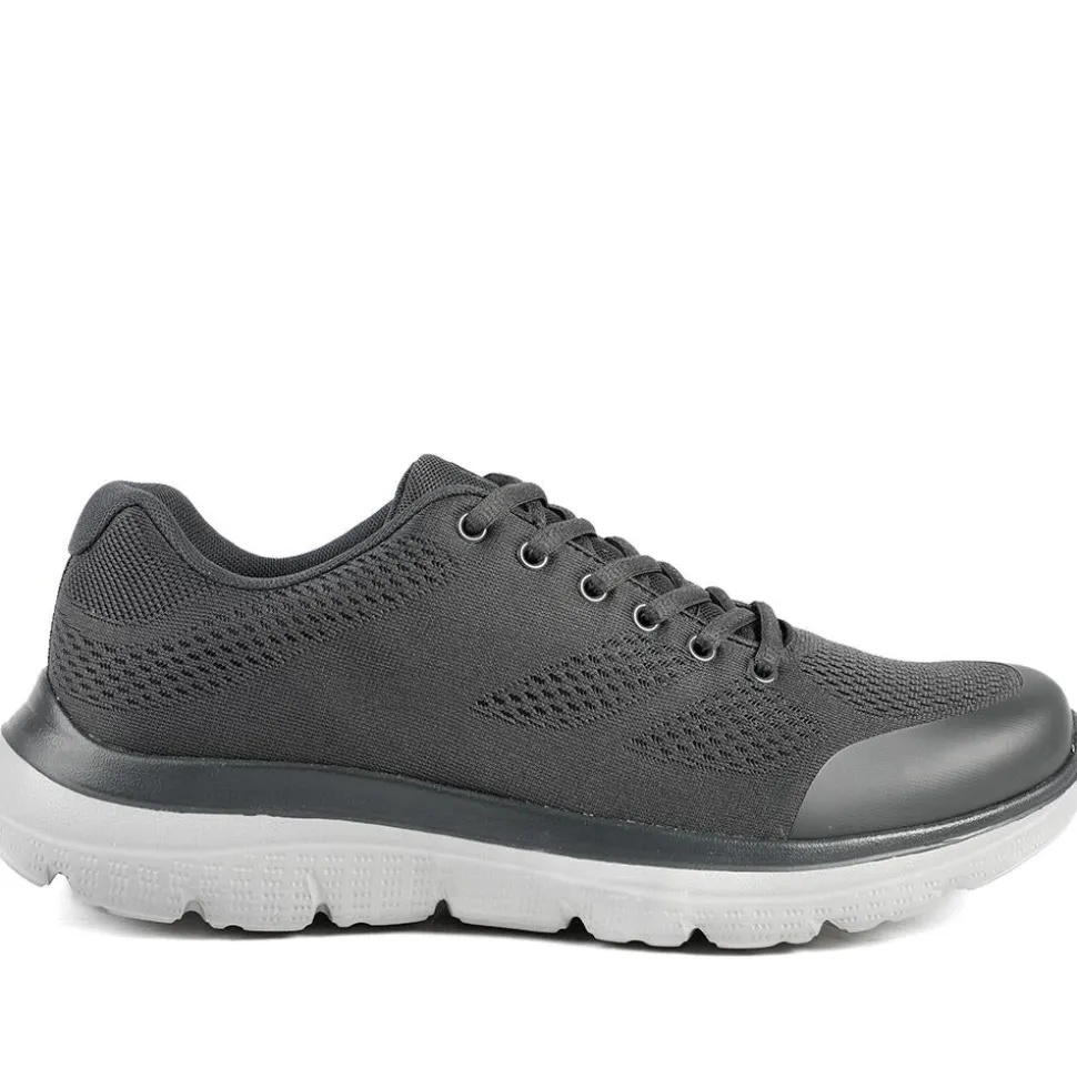 Wide Fit Memory Foam Lace Up Trainers - Charcoal