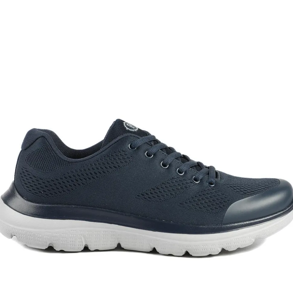 Wide Fit Memory Foam Lace Up Trainers - Navy