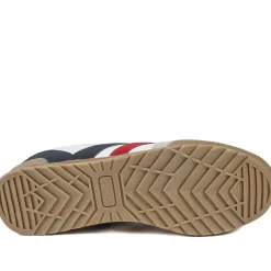 Wide Fit Memory Foam Lace Up Trainers - White-Navy-Red