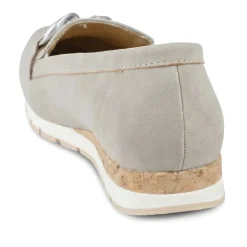 Wide Fit Memory Foam Wedged Loafers - Beige