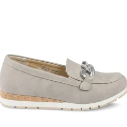 Wide Fit Memory Foam Wedged Loafers - Beige