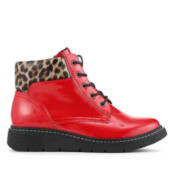 Wide Fit Patent Ankle Boots - Red Patent