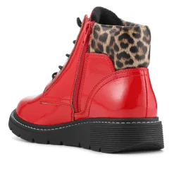 Wide Fit Patent Ankle Boots - Red Patent