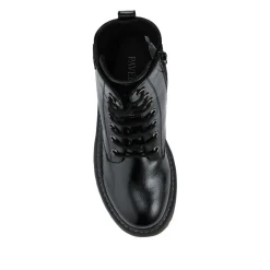 Wide Fit Patent Military Boots - Black Patent
