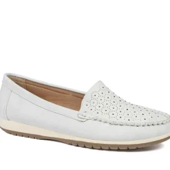 Wide Fit Patterned Moccasins - Light Grey