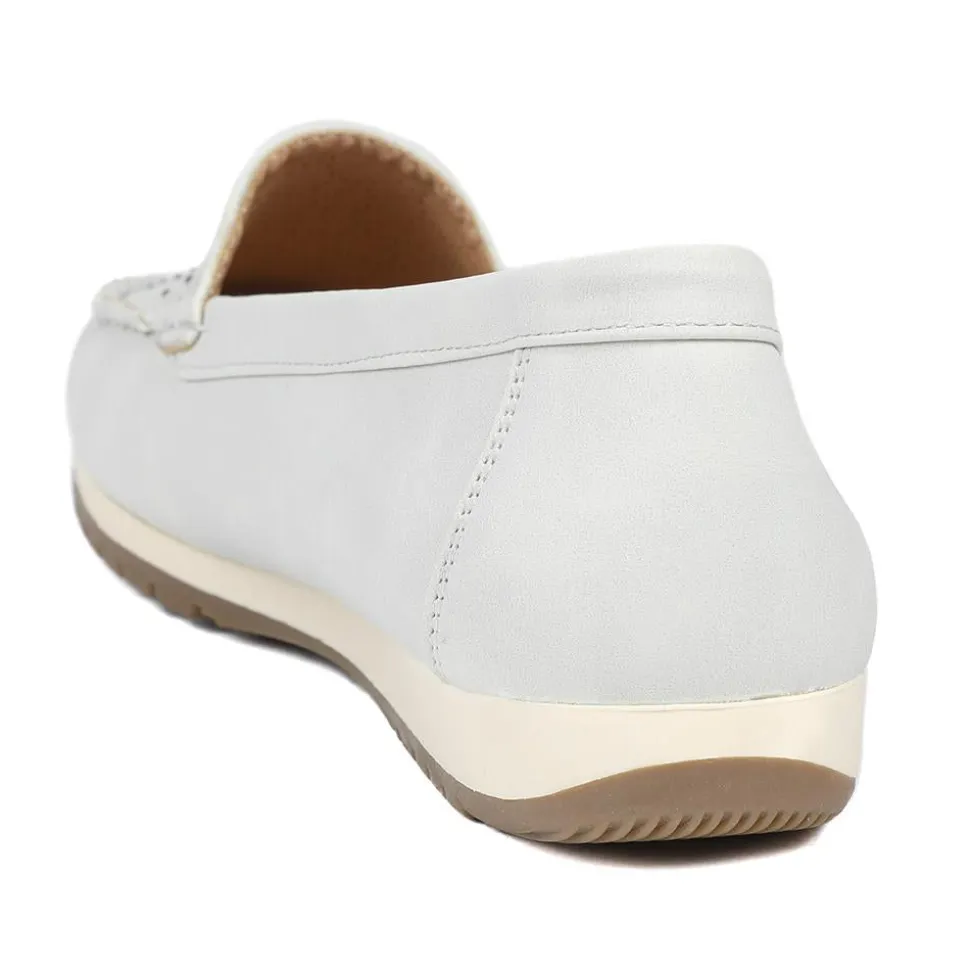Wide Fit Patterned Moccasins - Light Grey