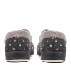Wide Fit Polka Dot Slippers - Dark Grey