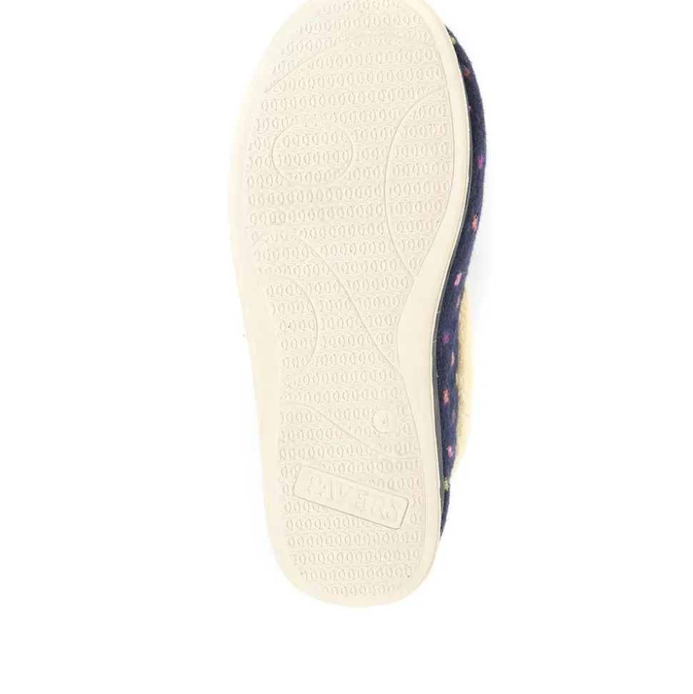 Wide Fit Polka Dot Slippers - Navy