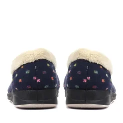 Wide Fit Polka Dot Slippers - Navy