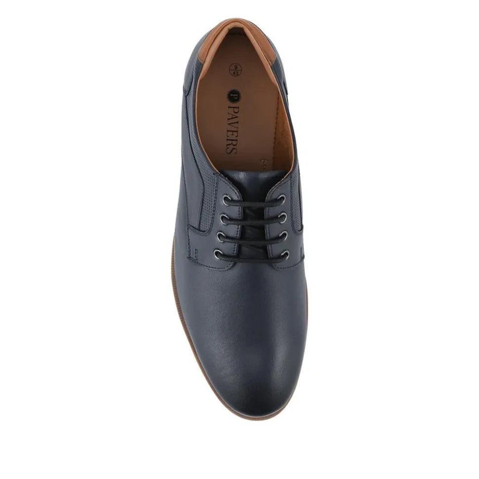 Wide Fit Premium Leather Lace Up Shoes - Navy