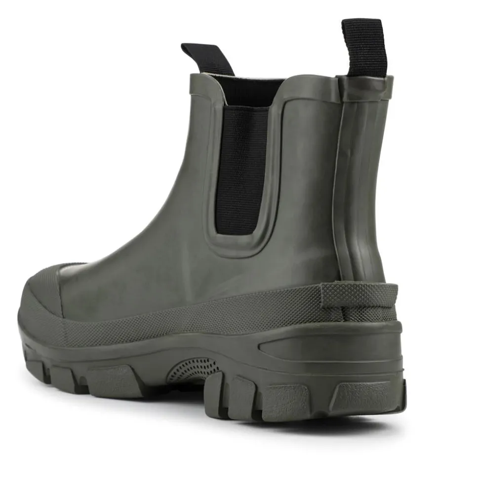 Wide Fit Rubber Ankle Boots - Olive