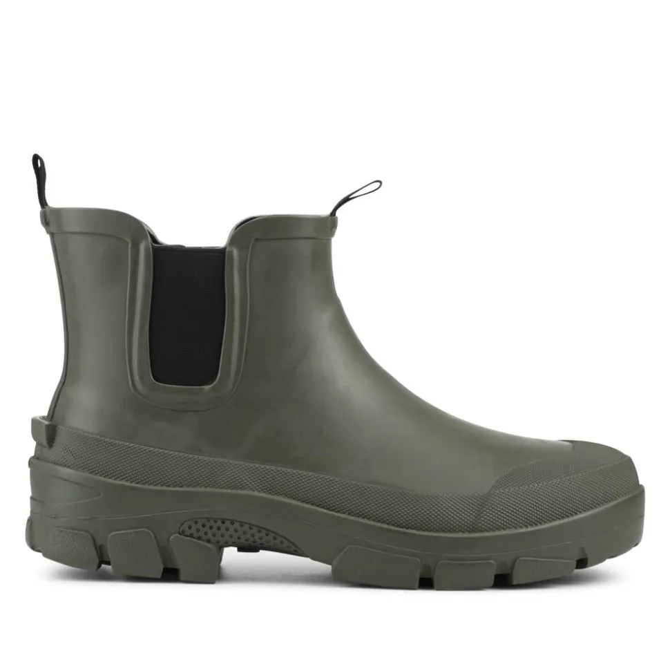 Wide Fit Rubber Ankle Boots - Olive