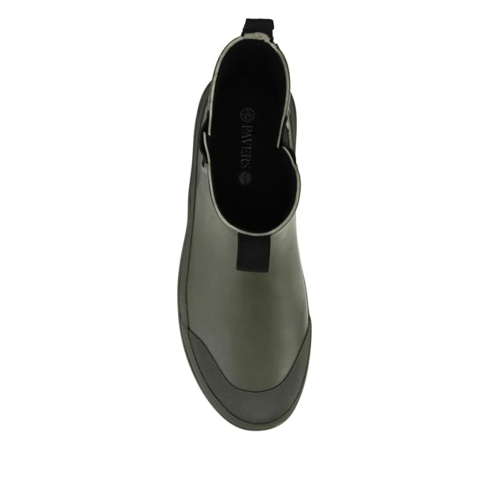 Wide Fit Rubber Ankle Boots - Olive