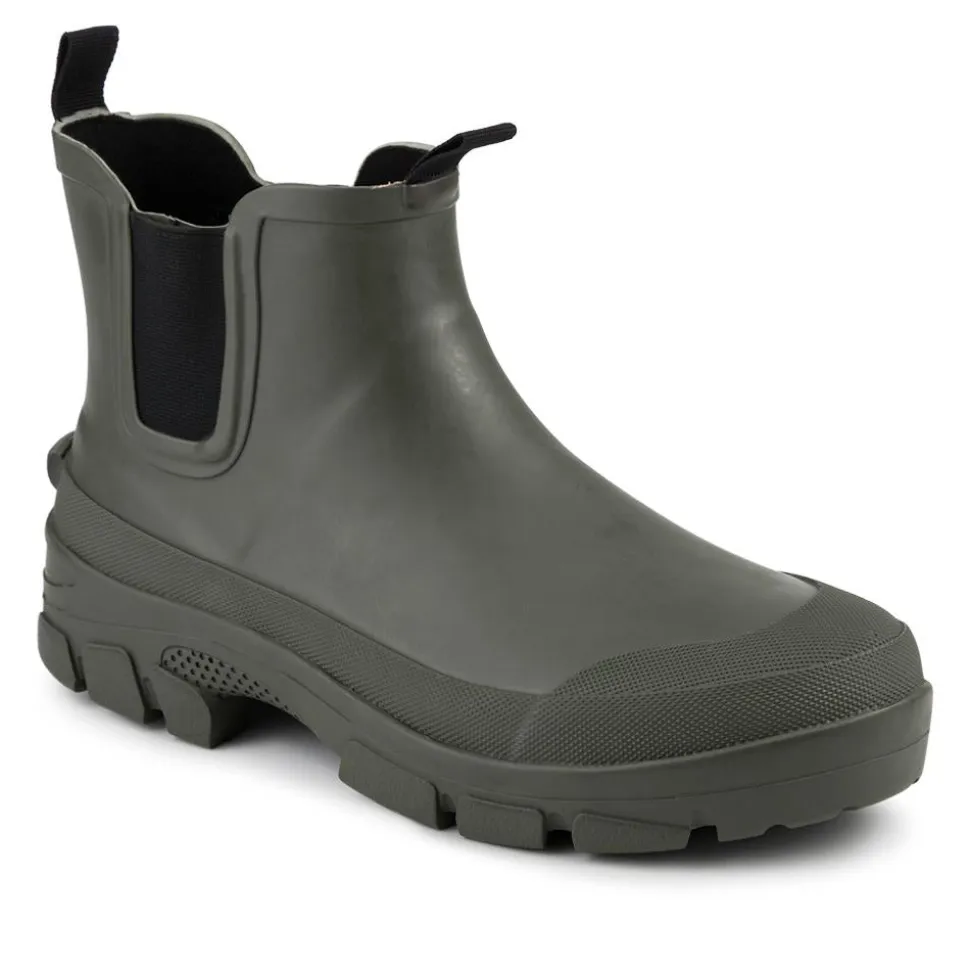Wide Fit Rubber Ankle Boots - Olive