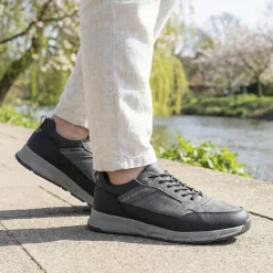Wide Fit Rugged Lace Up Trainers - Grey
