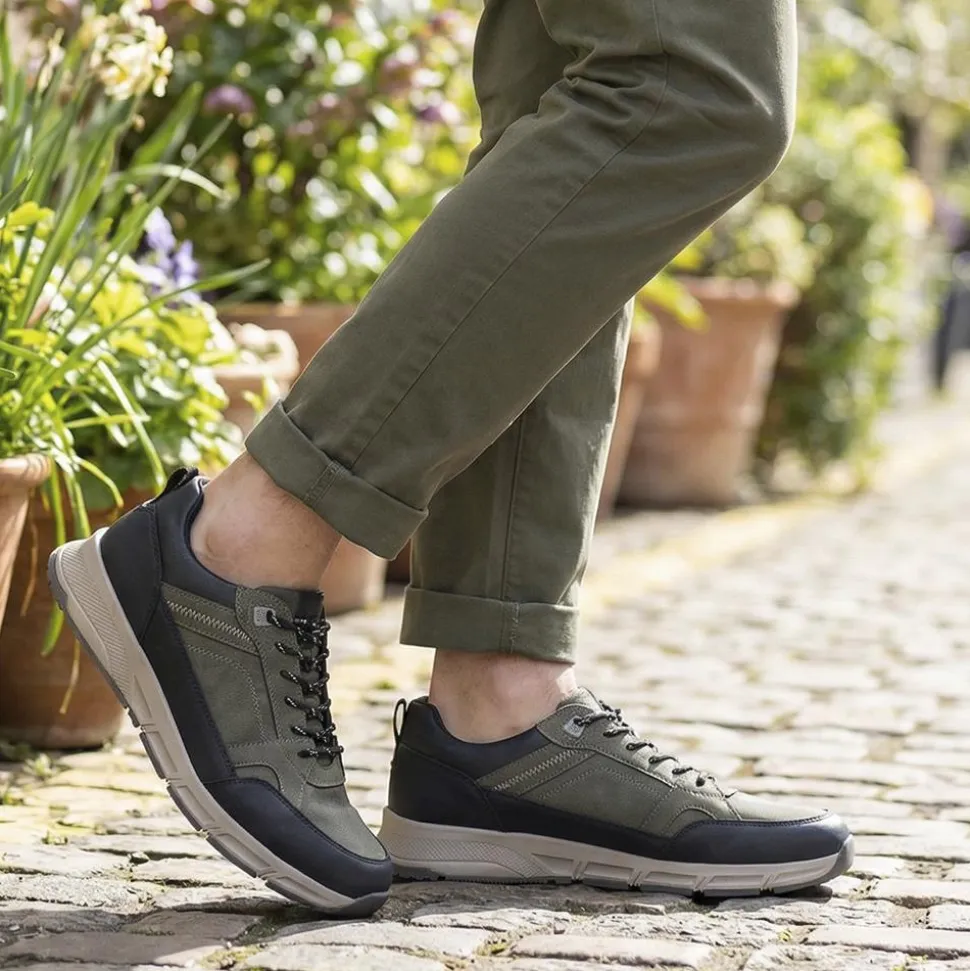 Wide Fit Rugged Lace Up Trainers - Khaki