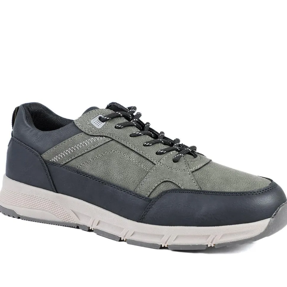 Wide Fit Rugged Lace Up Trainers - Khaki