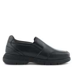 Wide-Fit Sheepskin Leather Slip-Ons - Black
