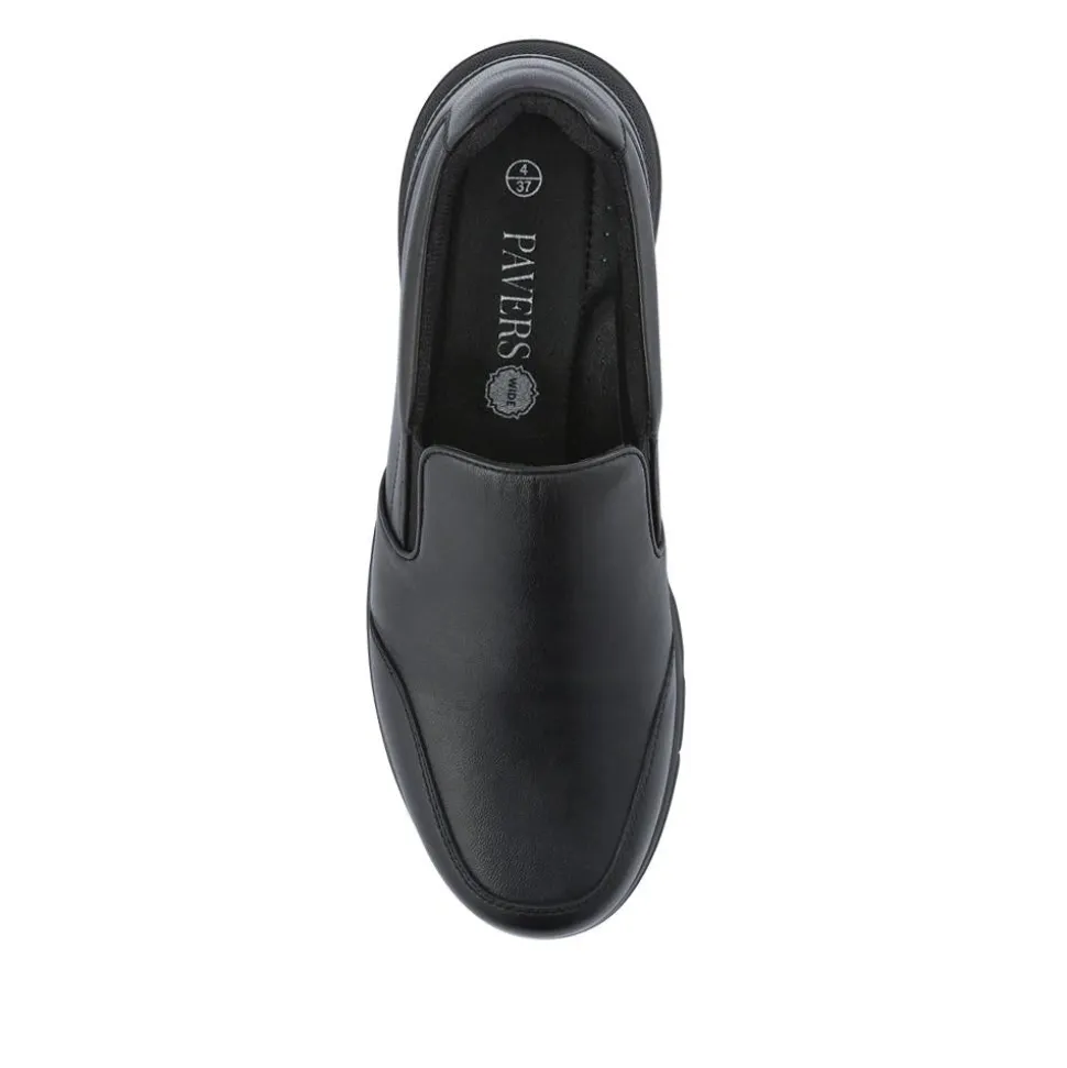 Wide-Fit Sheepskin Leather Slip-Ons - Black