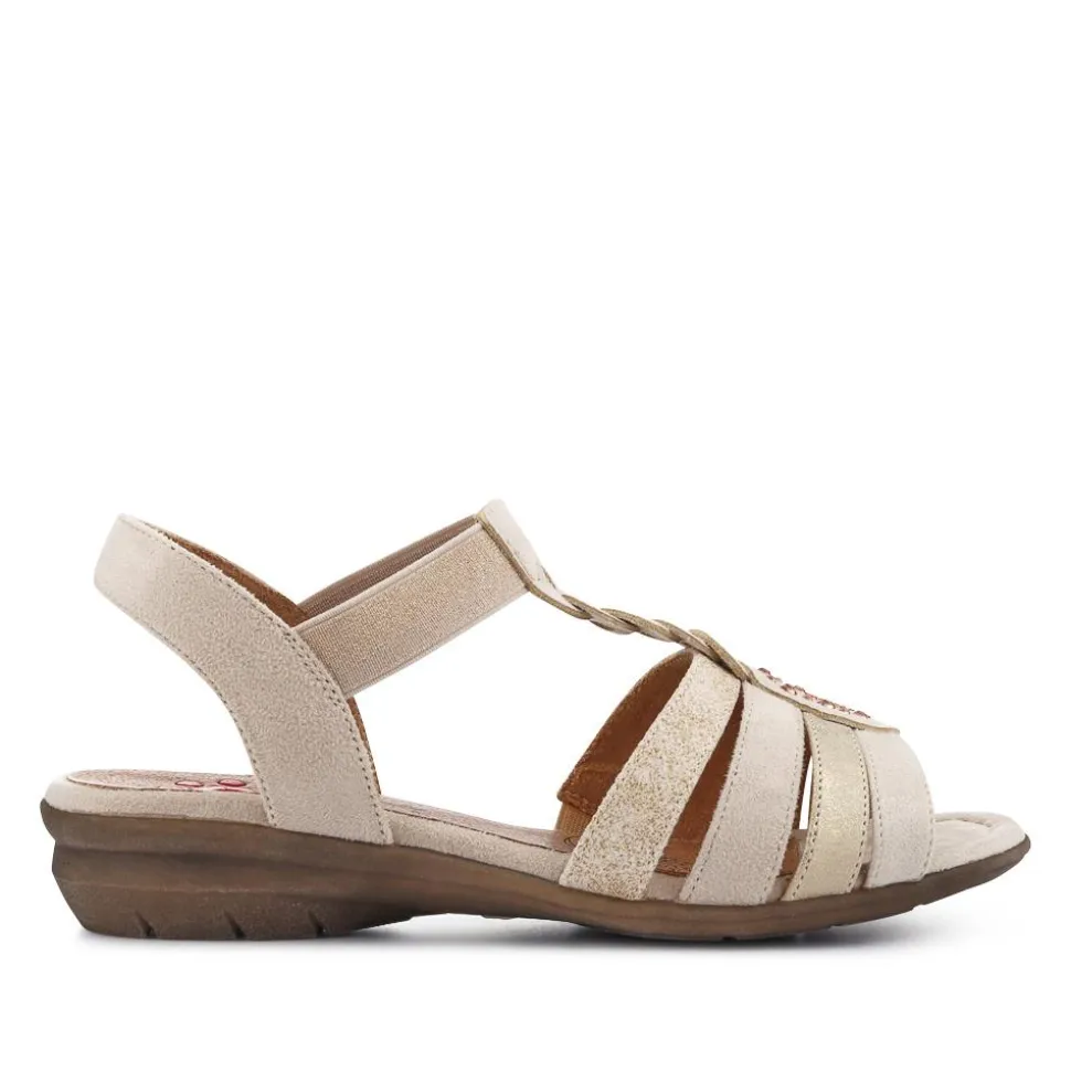 Wide-Fit Shock-Absorbing Sandals - Beige