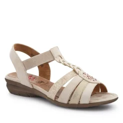 Wide-Fit Shock-Absorbing Sandals - Beige