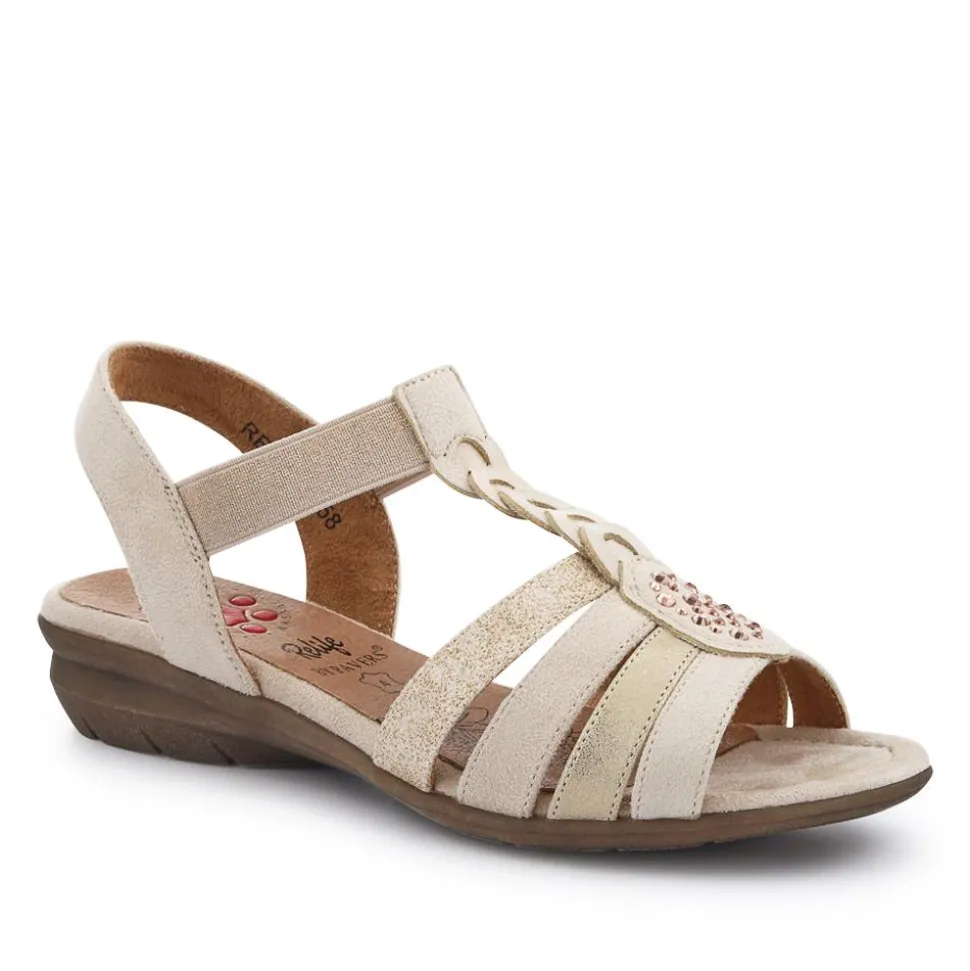 Wide-Fit Shock-Absorbing Sandals - Beige