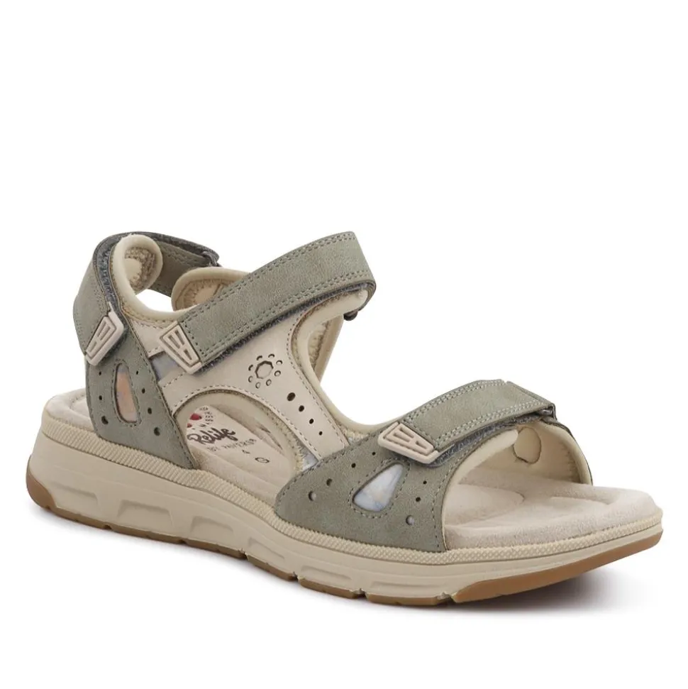 Wide-Fit Shock-Absorbing Sandals - Khaki