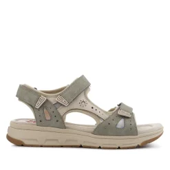 Wide-Fit Shock-Absorbing Sandals - Khaki