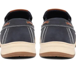 Wide Fit Slip On Boat Shoes - Navy