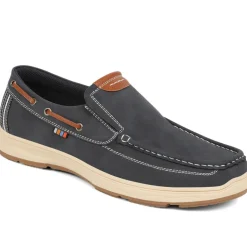 Wide Fit Slip On Boat Shoes - Navy