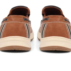 Wide Fit Slip On Boat Shoes - Tan
