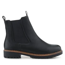 Wide Fit Slip On Boots With Side Zip - Black