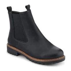 Wide Fit Slip On Boots With Side Zip - Black