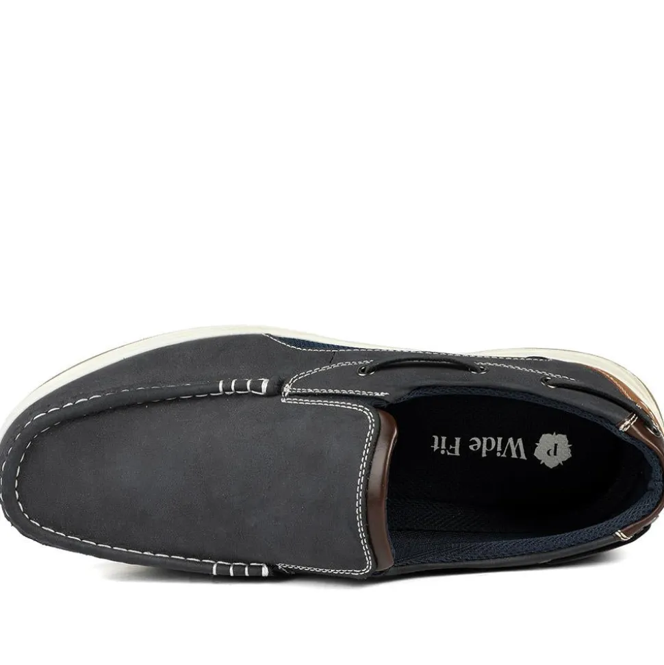 Wide Fit Slip On Casual Shoes - Navy