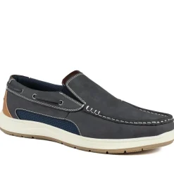Wide Fit Slip On Casual Shoes - Navy