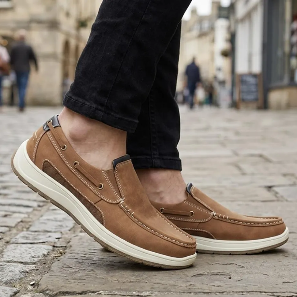 Wide Fit Slip On Casual Shoes - Tan