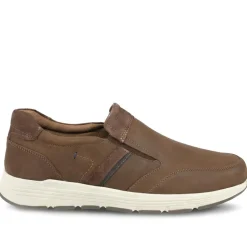 Wide-Fit Slip-On Leather Shoes - Cognac