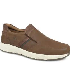 Wide-Fit Slip-On Leather Shoes - Cognac