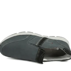 Wide-Fit Slip-On Leather Shoes - Navy