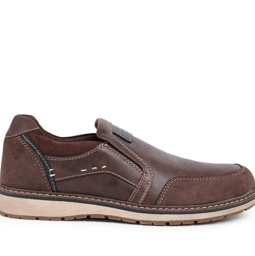 Wide Fit Slip-On Trainers - Brown