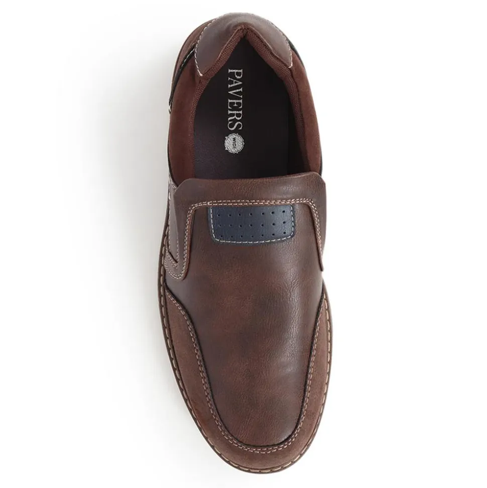 Wide Fit Slip-On Trainers - Brown