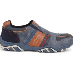 Wide Fit Slip-On Trainers - Navy Multi