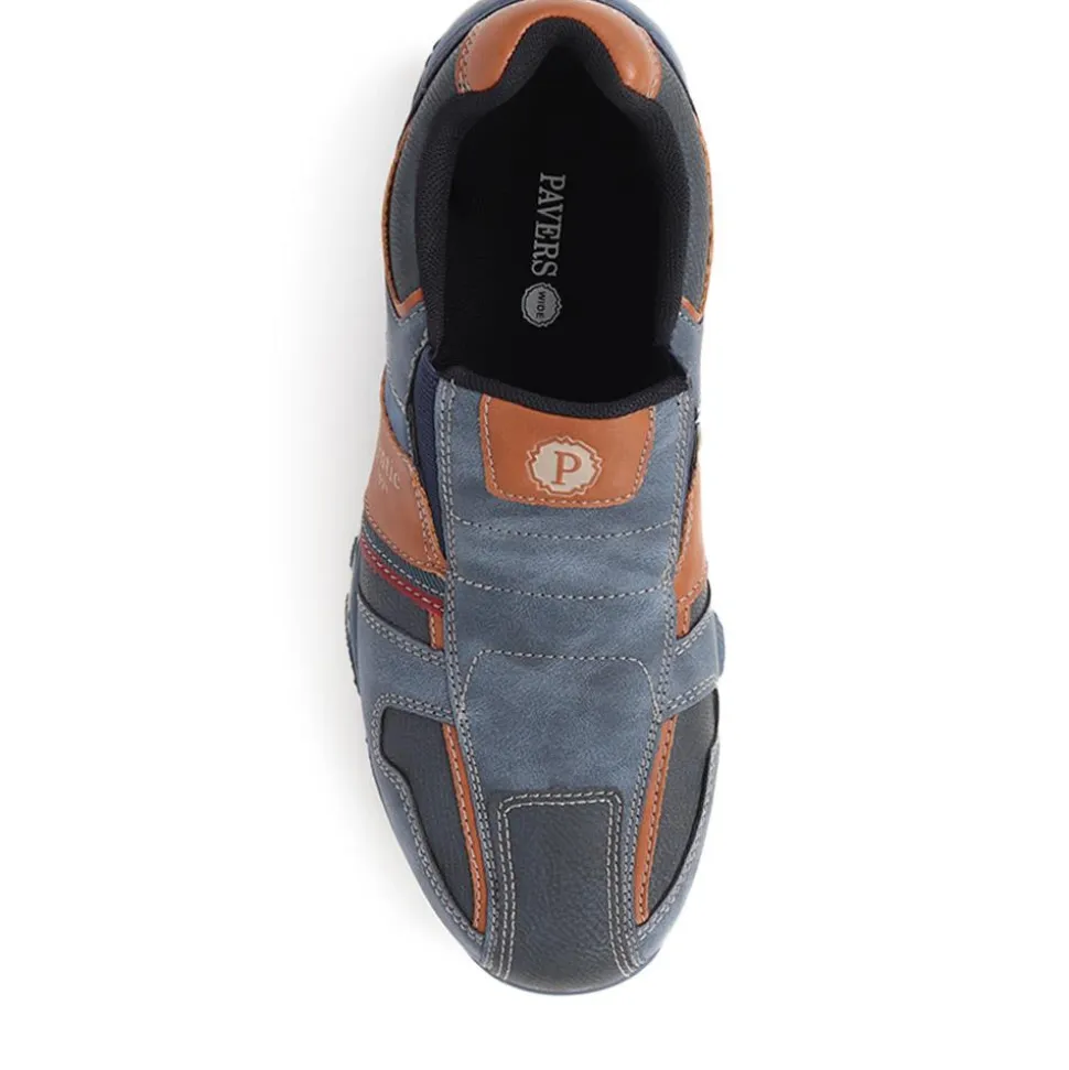 Wide Fit Slip-On Trainers - Navy Multi