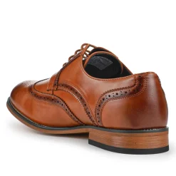Wide Fit Smart Lace-Up Shoes - Tan