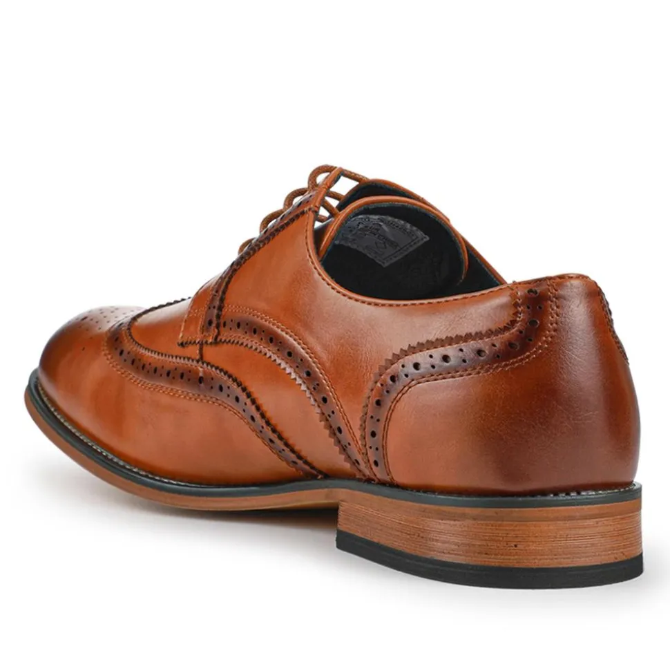 Wide Fit Smart Lace-Up Shoes - Tan