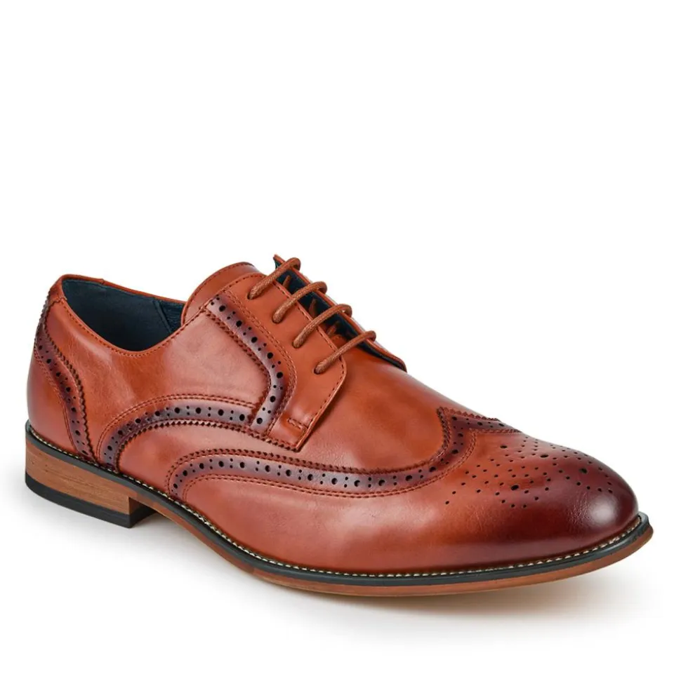 Wide Fit Smart Lace-Up Shoes - Tan