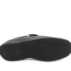 Wide Fit Smart Leather Adjustable Fasten Shoes - Black