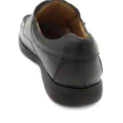 Wide Fit Smart Leather Adjustable Fasten Shoes - Black